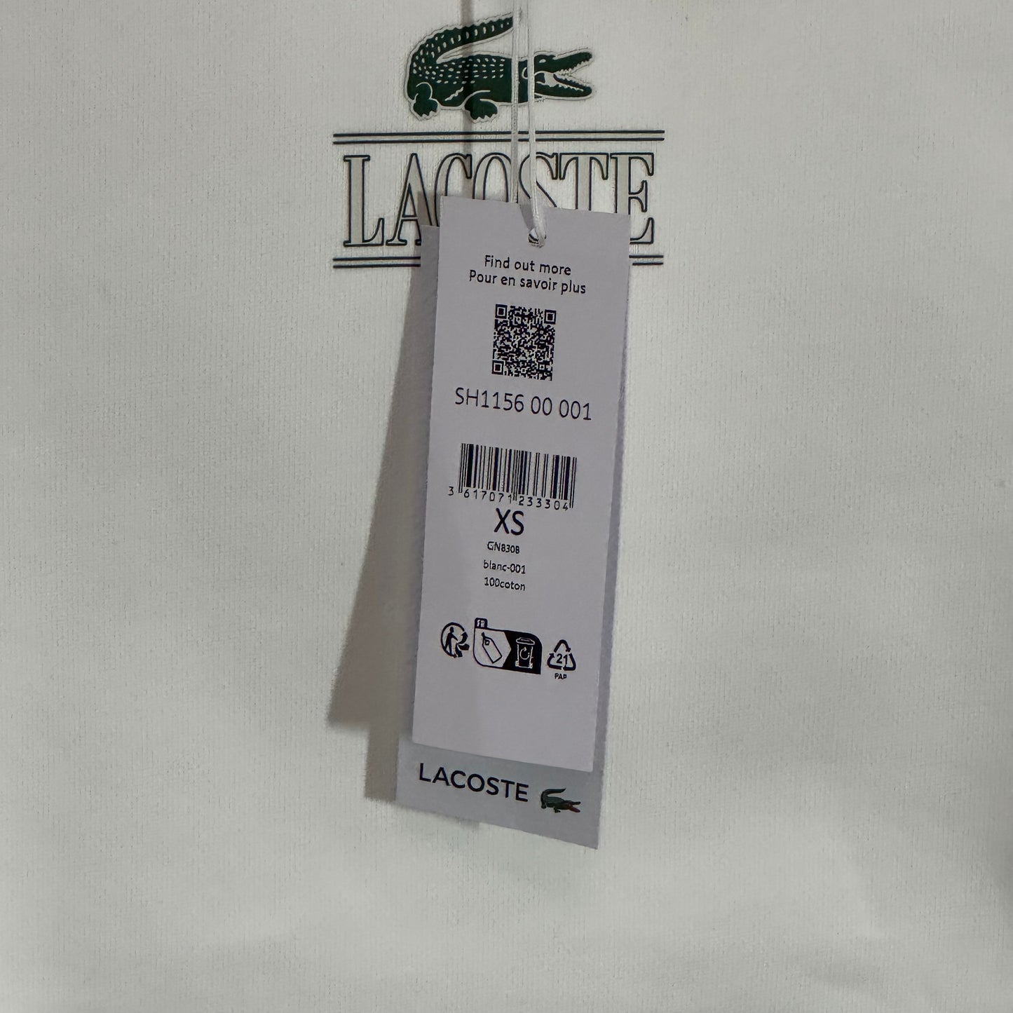 Lacoste Classic Alligator Print Sweatshirt White Unisex